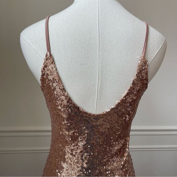 Fashion Nova Rose Gold Copper Sequin BodyCon Mini Dress M - Picture 5 of 7